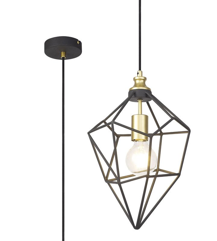 Nelson Lighting NL71289 Davie Medium Pendant Painted Gold & Sand Black