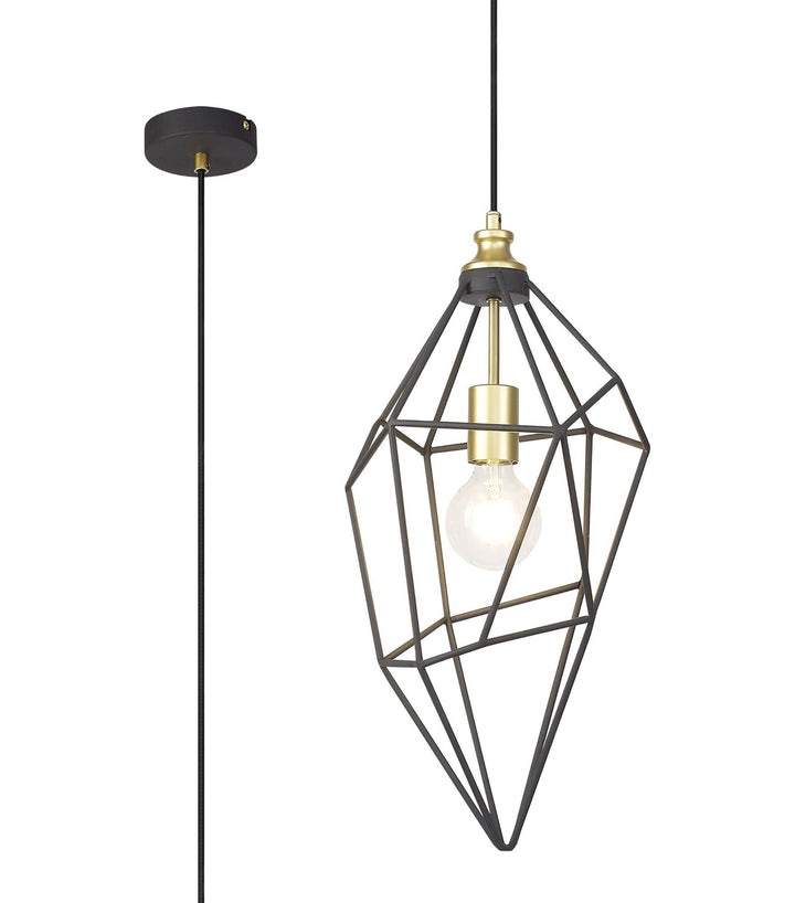 Nelson Lighting NL71299 Davie Large Pendant Painted Gold & Sand Black