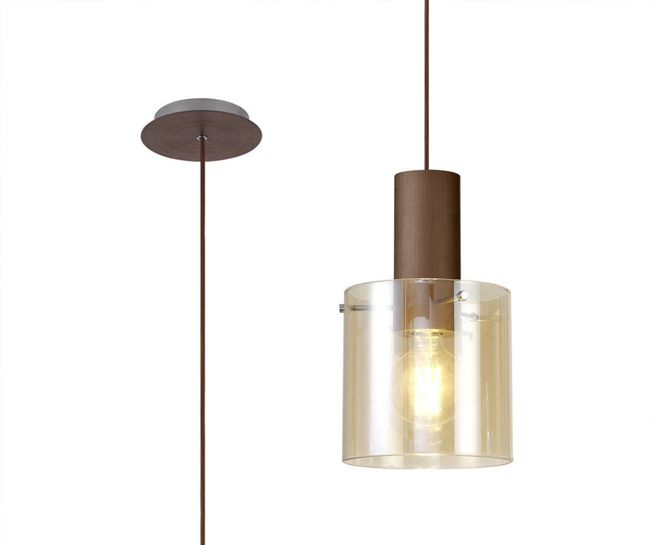 Nelson Lighting NL82619 Blade Single Pendant Adjustable Mocha/Amber Glass