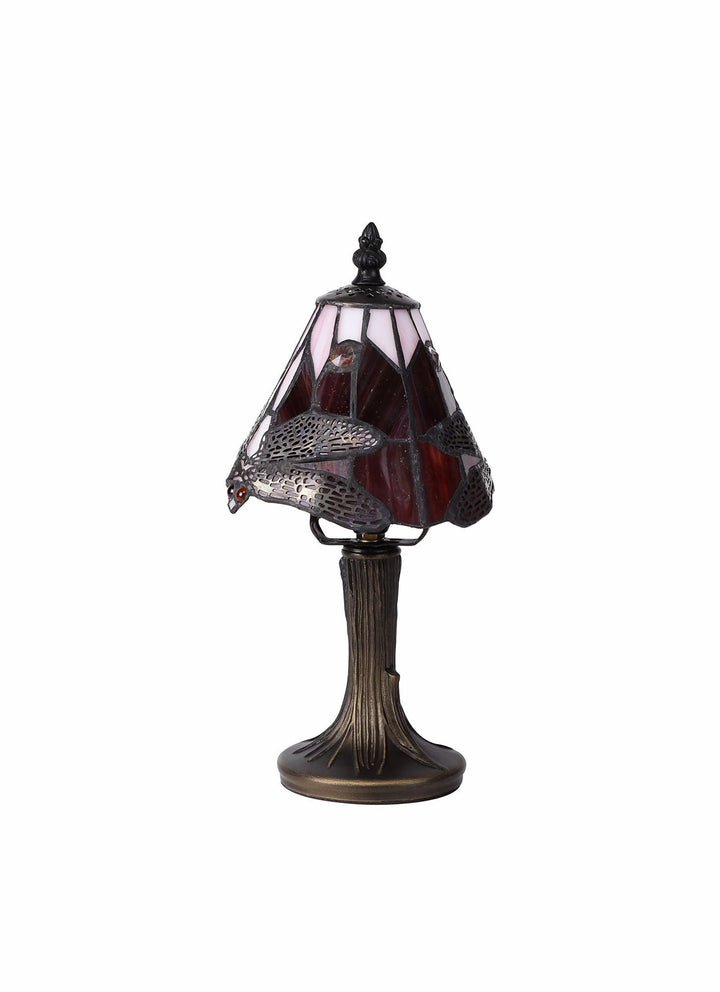 Nelson Lighting NL82739 Heidi Tiffany Table Lamp Black/Gold, Purple/Pink/Crystal Shade