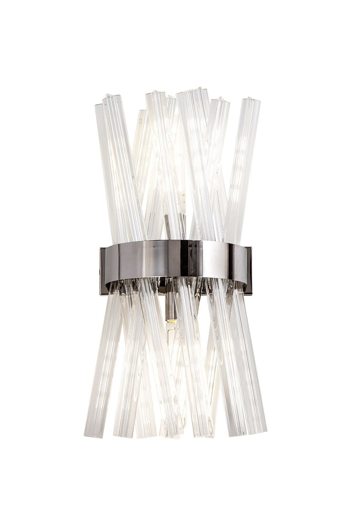 Nelson Lighting NL83599 | Clover 2-Light Wall Sconce | Polished Nickel and Clear Glass