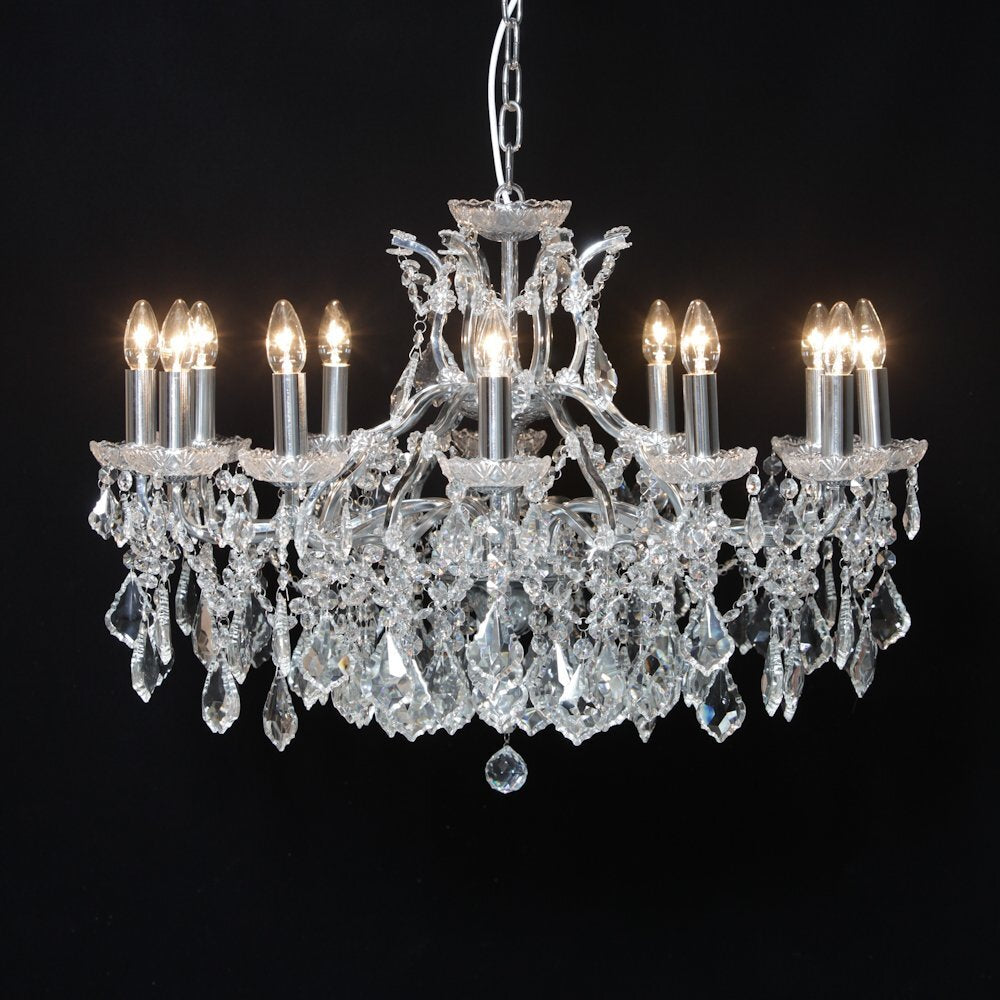 Nelson Lighting MGR0129 | Florence 12 Branch | Chrome Crystal Chandelier