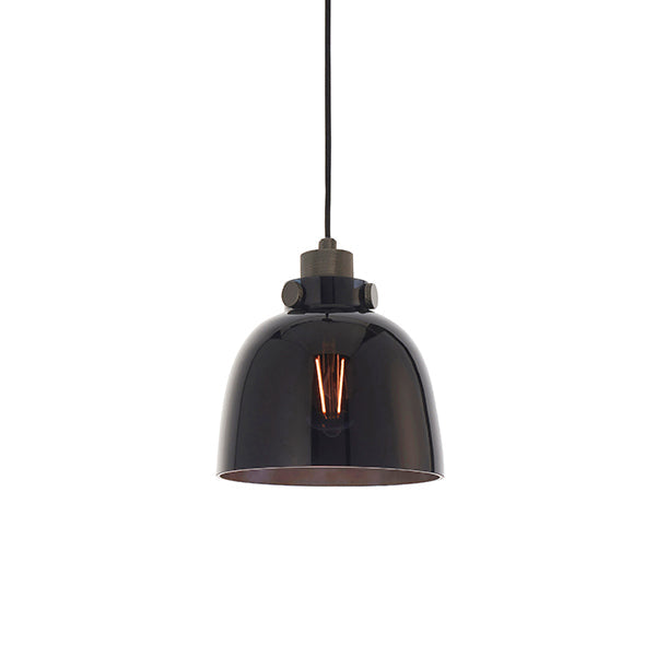 Nelson Lighting NL840955 1 Light Pendant Black Tinted Glass & Black Chrome Plate